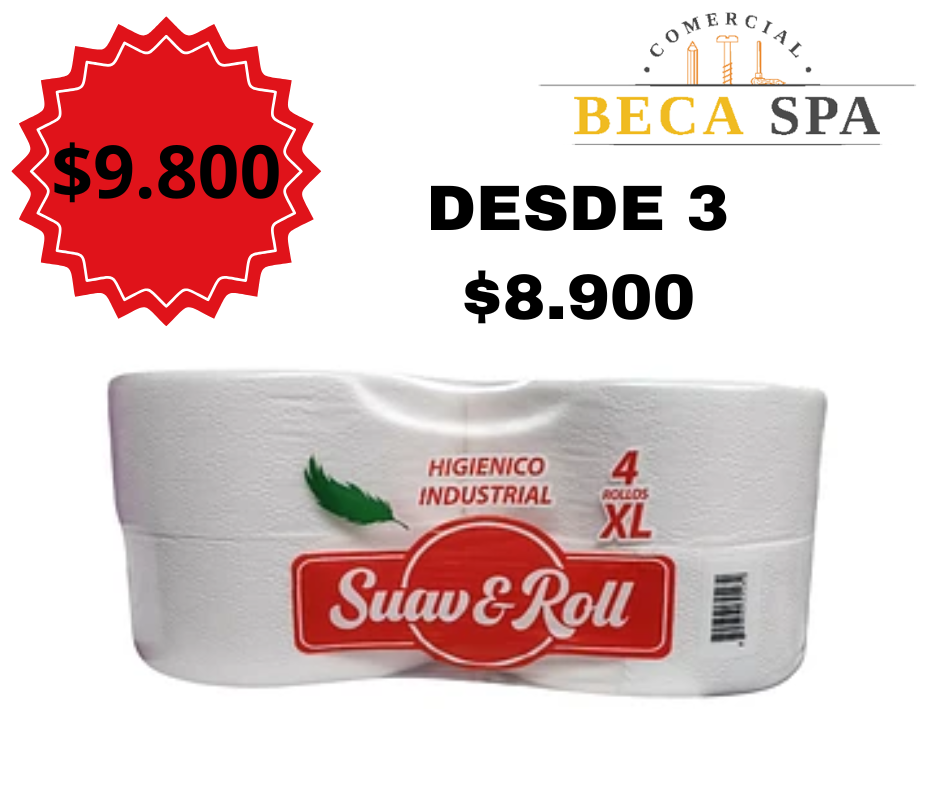 PAPEL HIGENICO INDUSTRIAL 4 ROLLOS X 500 METROS